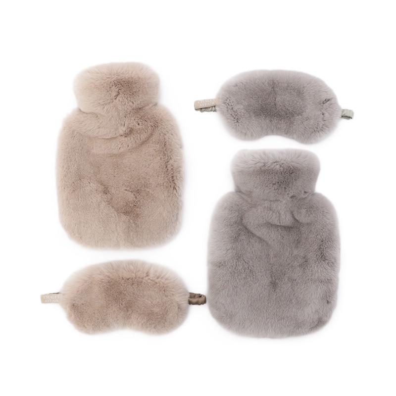 Luxury Hot Water Bottle with Rabbit Fur