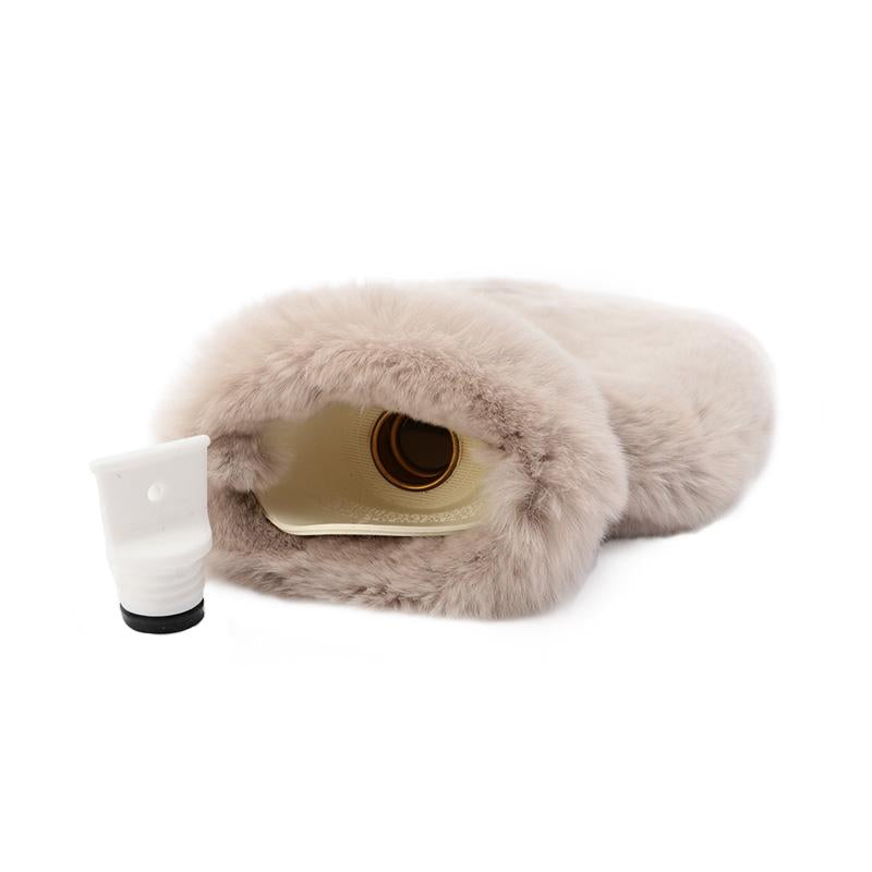 Luxury Hot Water Bottle with Rabbit Fur
